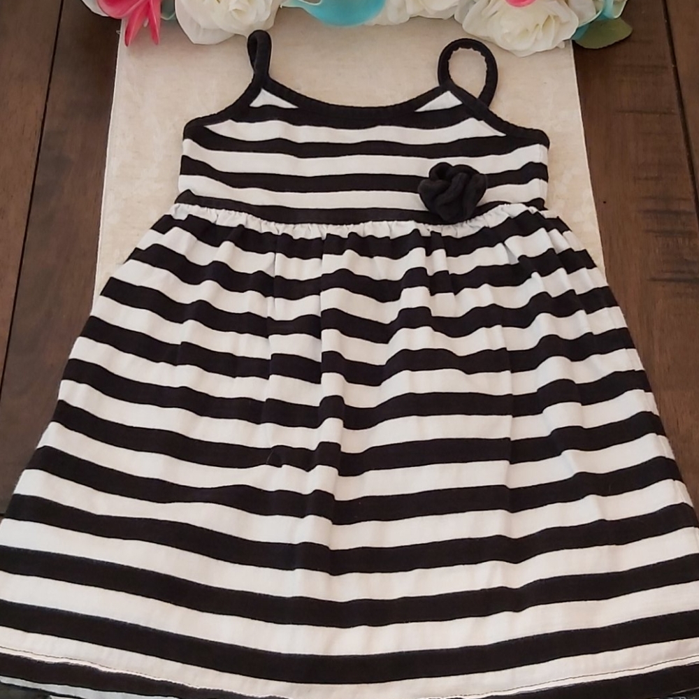 Black white stripe sleeveless dress EUC 24 mo